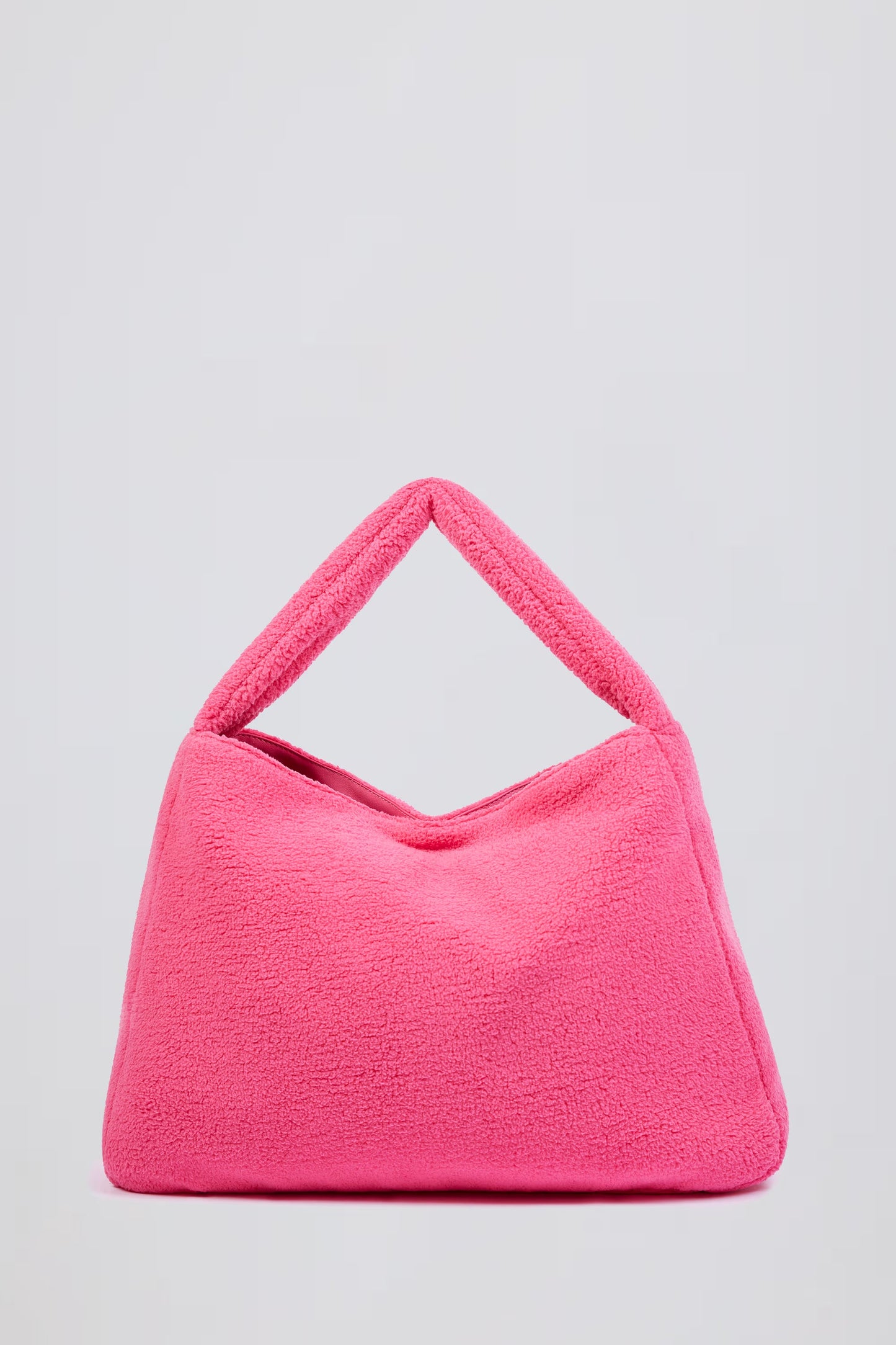 Oversized Fleece Tote Bag in Hot Pink