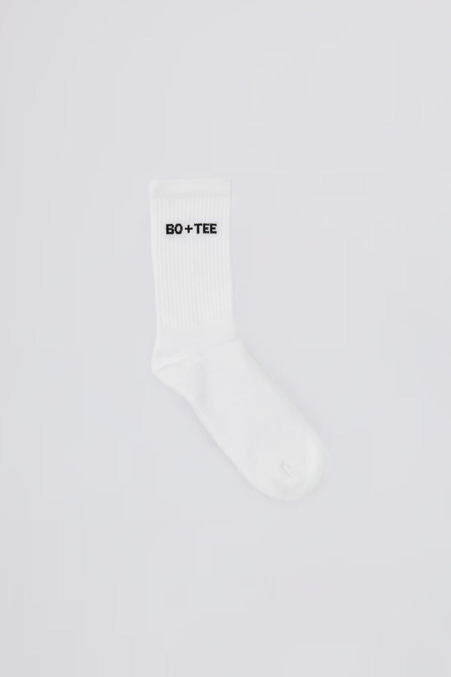 Ribbed Half-Crew Socks in White