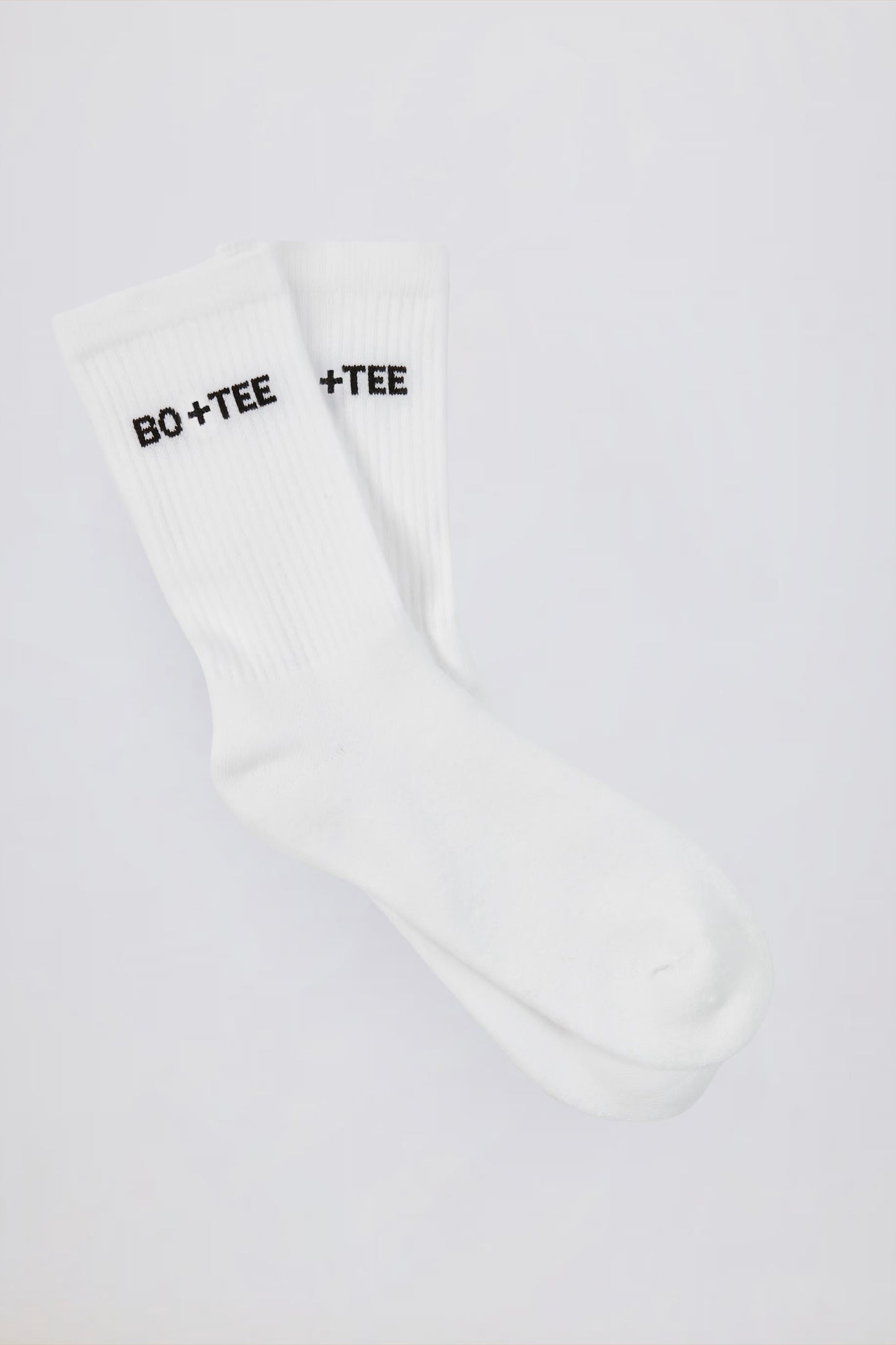 Ribbed Half-Crew Socks in White