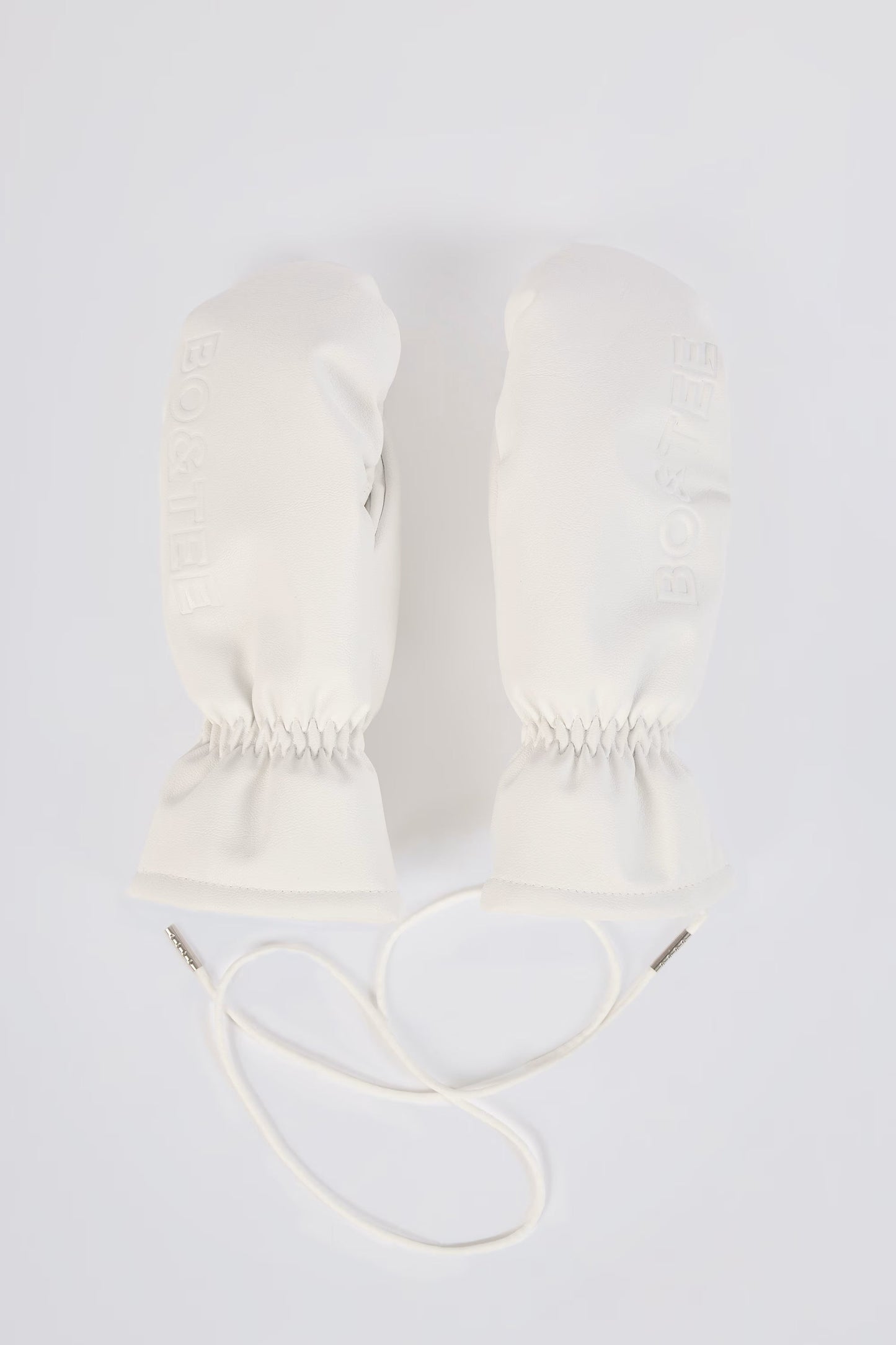 Faux-Leather Gloves in Ice White
