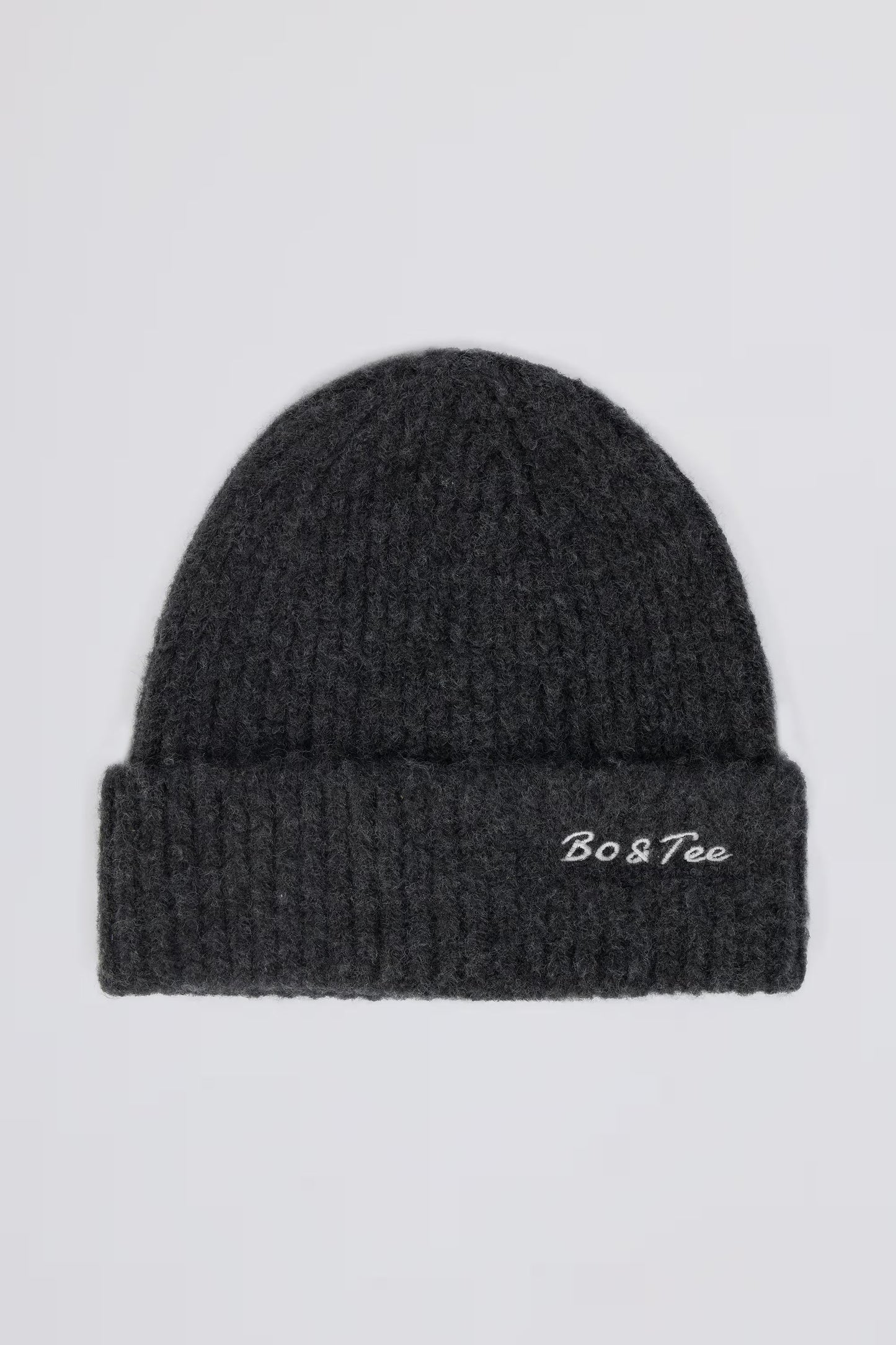 Knit Beanie Hat in Charcoal Marl