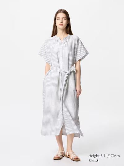 Linen Blend Relaxed Dress | Striped