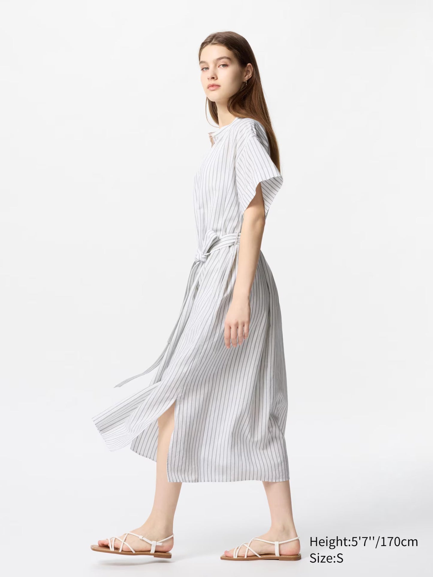 Linen Blend Relaxed Dress | Striped